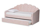 Timila Modern and Contemporary Light Pink Velvet Fabric Upholstered Twin Size Daybed with Trundle FredCo