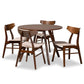 Timothy Mid-Century Modern Transitional Light Beige Fabric Upholstered and Walnut Brown Finished Wood 5-Piece Dining Set FredCo