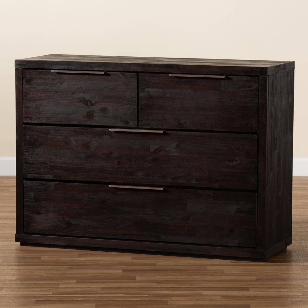 Titus Modern and Contemporary Dark Brown Finished Wood 4-Drawer Dresser FredCo