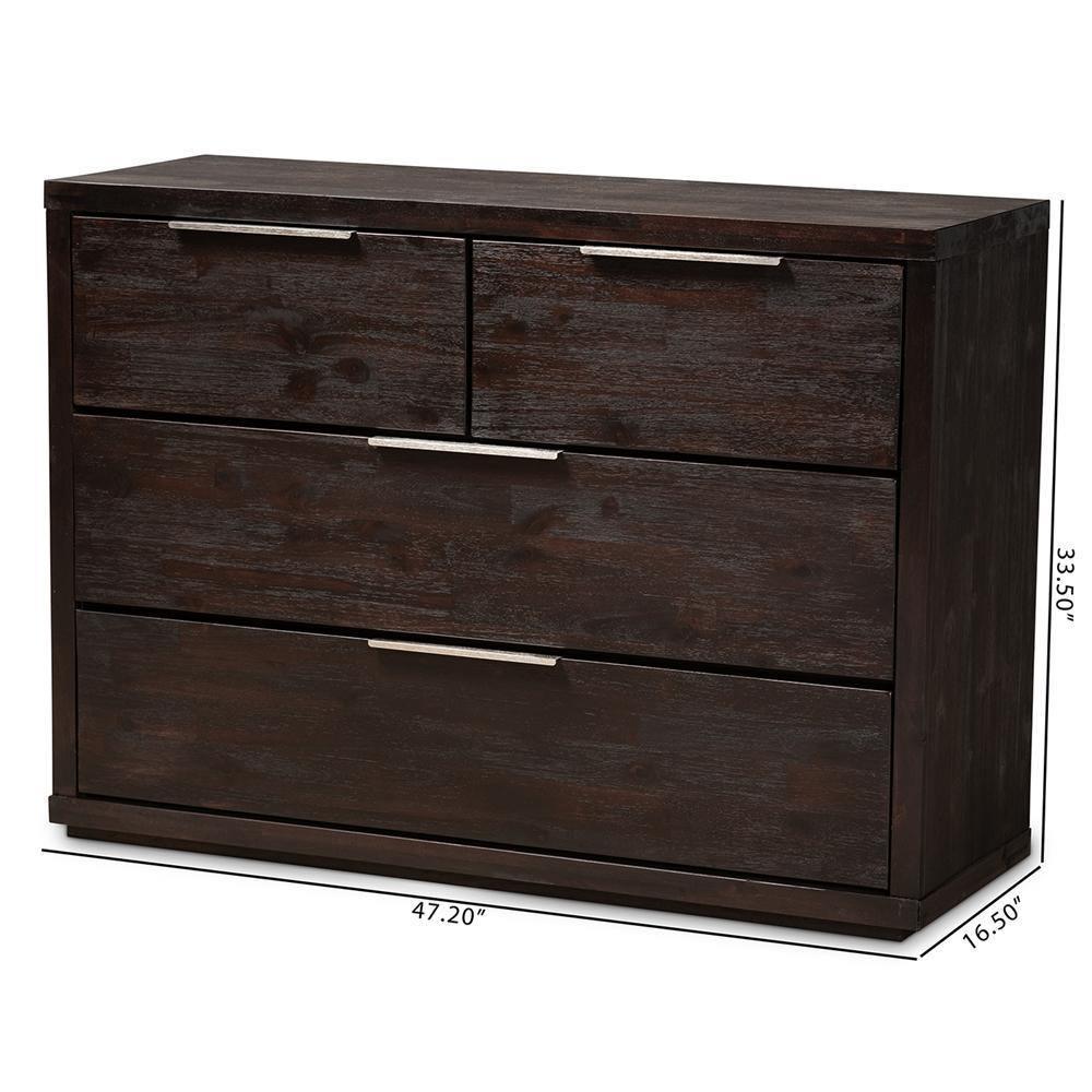 Titus Modern and Contemporary Dark Brown Finished Wood 4-Drawer Dresser FredCo