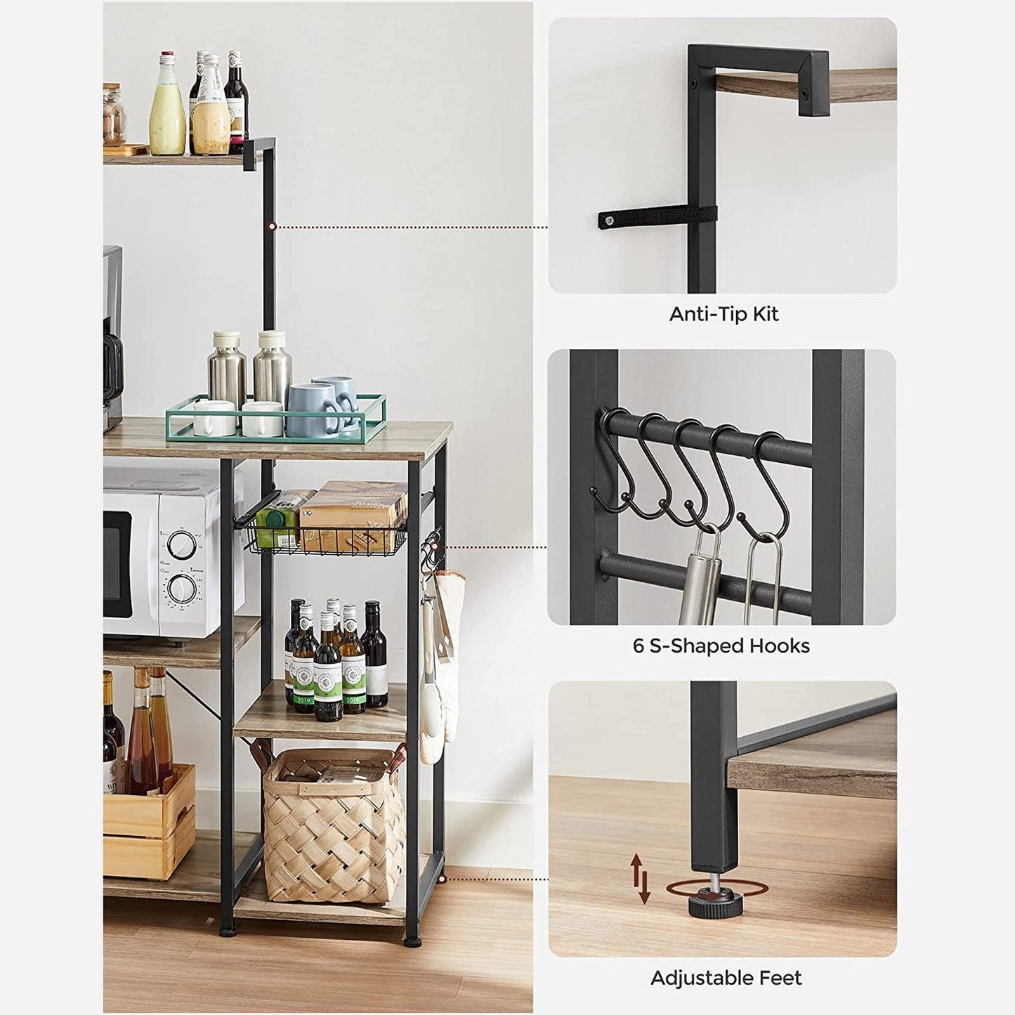 Toasted Oak Baker's Rack, 50 Inch FredCo