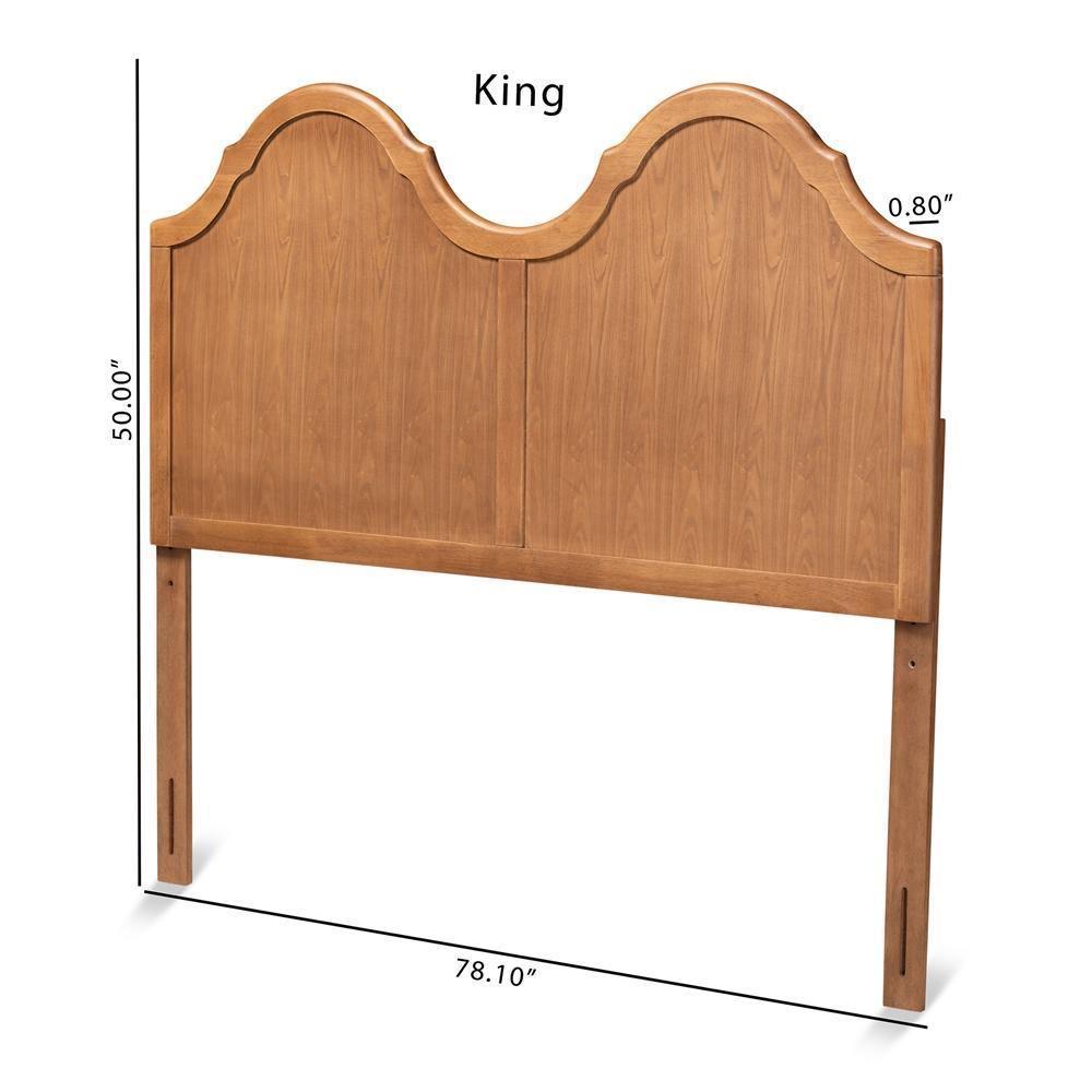Tobin Vintage Classic and Traditional Ash Walnut Finished Wood King Size Arched Headboard FredCo