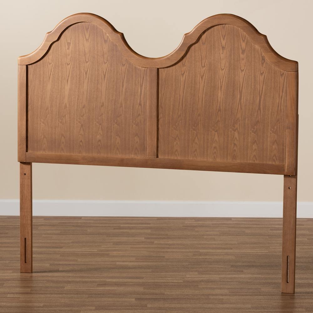 Tobin Vintage Classic and Traditional Ash Walnut Finished Wood Queen Size Arched Headboard FredCo