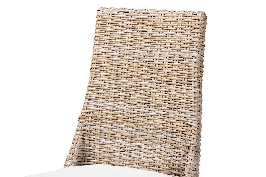 Toby Modern Bohemian Grey Rattan 2-Piece Dining Chair Set FredCo