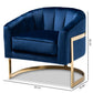 Tomasso Glam Royal Blue Velvet Fabric Upholstered Gold-Finished Lounge Chair FredCo