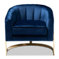 Tomasso Glam Royal Blue Velvet Fabric Upholstered Gold-Finished Lounge Chair FredCo