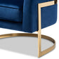 Tomasso Glam Royal Blue Velvet Fabric Upholstered Gold-Finished Lounge Chair FredCo