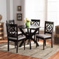 Tonia Modern and Contemporary Grey Fabric Upholstered and Dark Brown Finished Wood 5-Piece Dining Set FredCo