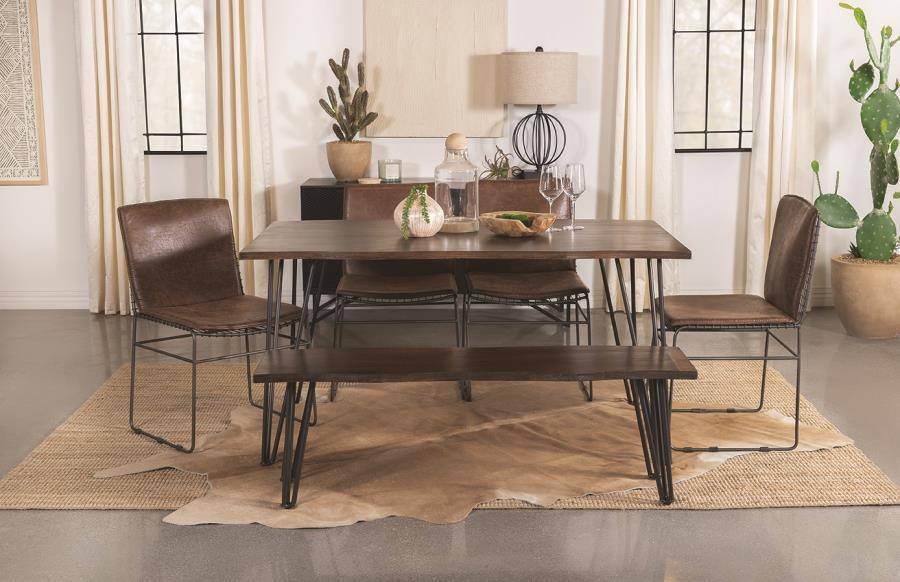 Topeka 5-piece Dining Set Mango Cocoa and Gunmetal 193851-S5 Coaster FredCo