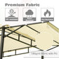 TOPMAX 12Ft.Lx4.3Ft.W Iron Double Tiered Backyard Patio BBQ Grill Gazebo with Bar Counters, Beige FredCo
