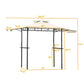 TOPMAX 12Ft.Lx4.3Ft.W Iron Double Tiered Backyard Patio BBQ Grill Gazebo with Bar Counters, Beige FredCo