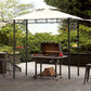 TOPMAX 12Ft.Lx4.3Ft.W Iron Double Tiered Backyard Patio BBQ Grill Gazebo with Bar Counters, Beige FredCo