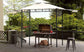 TOPMAX 12Ft.Lx4.3Ft.W Iron Double Tiered Backyard Patio BBQ Grill Gazebo with Bar Counters, Beige FredCo