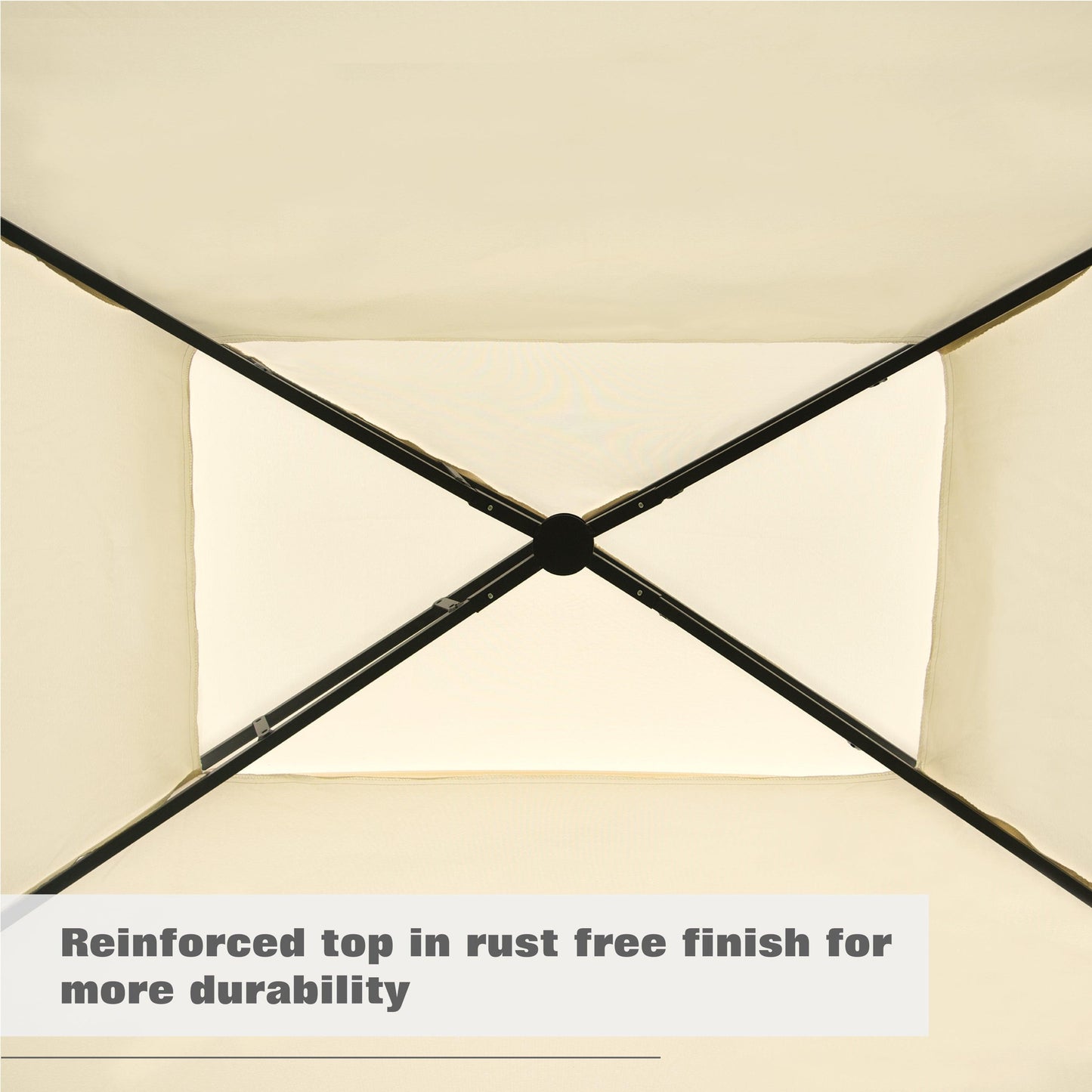 TOPMAX 12Ft.Lx4.3Ft.W Iron Double Tiered Backyard Patio BBQ Grill Gazebo with Bar Counters, Beige FredCo