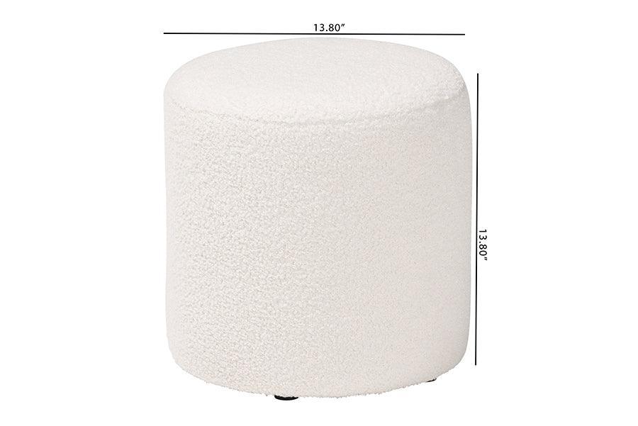 Tori Modern and Contemporary Ivory Boucle Upholstered Ottoman FredCo