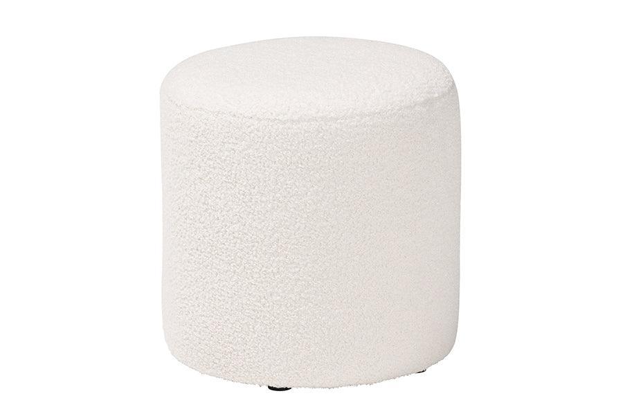 Tori Modern and Contemporary Ivory Boucle Upholstered Ottoman FredCo