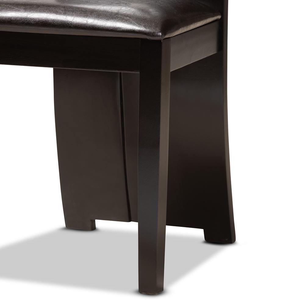 Torin Modern and Contemporary Dark Brown Faux Leather Upholstered and Dark Brown Finished Wood 5-Piece Dining Set FredCo