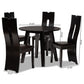 Torin Modern and Contemporary Dark Brown Faux Leather Upholstered and Dark Brown Finished Wood 5-Piece Dining Set FredCo