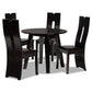 Torin Modern and Contemporary Dark Brown Faux Leather Upholstered and Dark Brown Finished Wood 5-Piece Dining Set FredCo