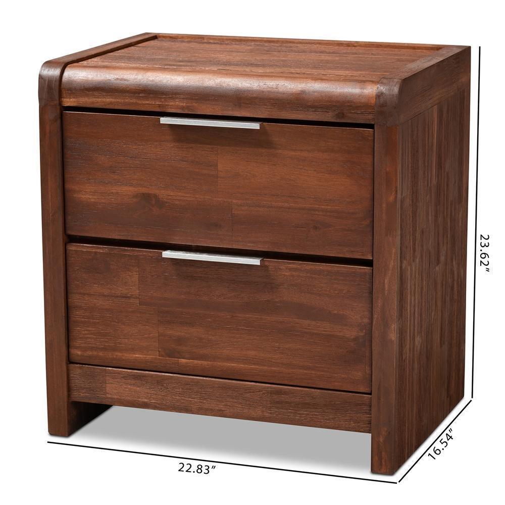Torres Modern and Contemporary Brown Oak Finished 2-Drawer Wood Nightstand FredCo