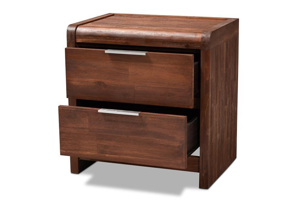 Torres Modern and Contemporary Brown Oak Finished 2-Drawer Wood Nightstand FredCo