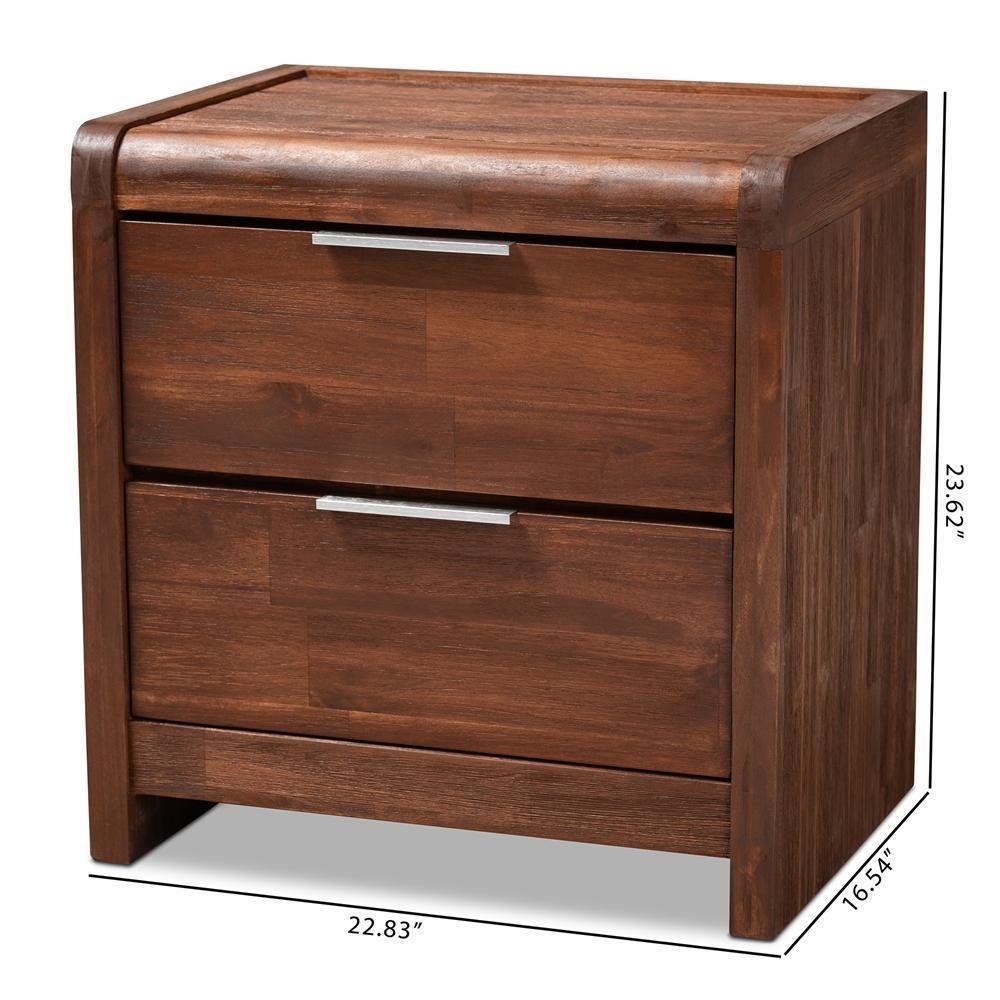 Torres Modern and Contemporary Brown Oak Finished 2-Drawer Wood Nightstand FredCo