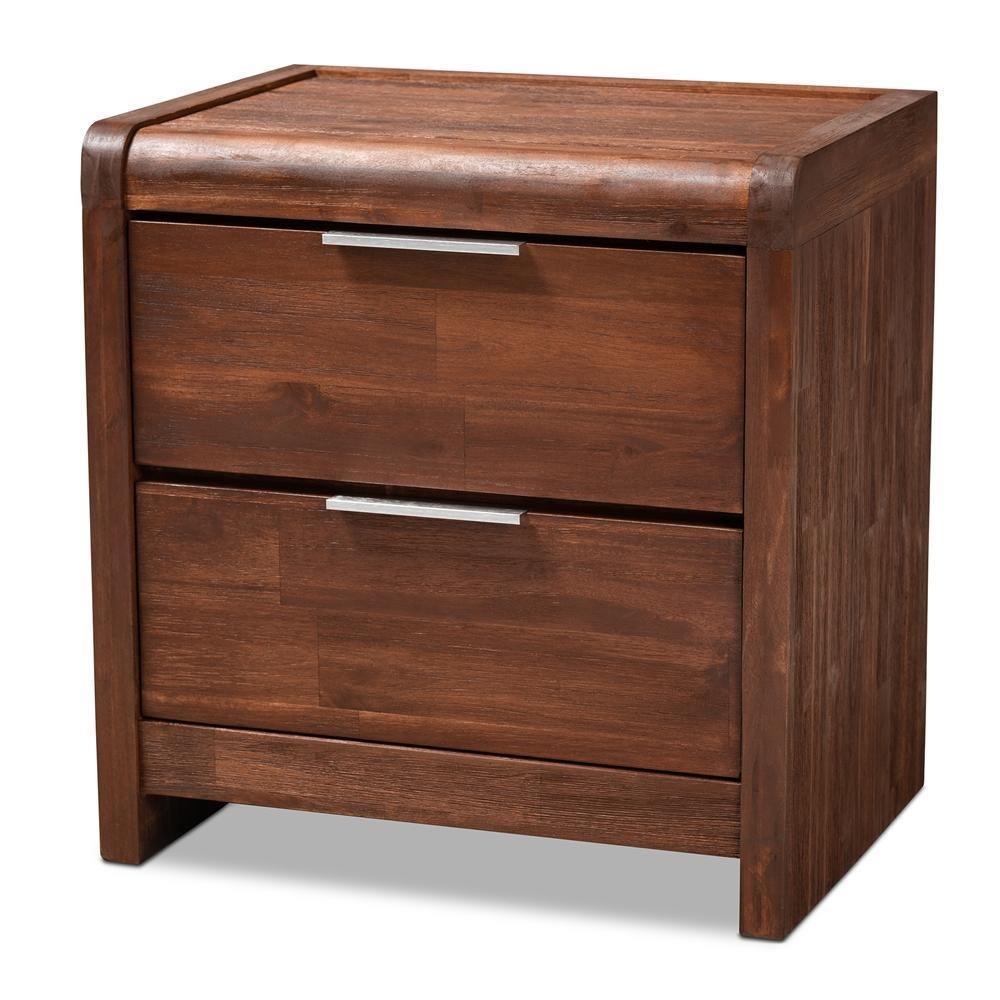 Torres Modern and Contemporary Brown Oak Finished 2-Drawer Wood Nightstand FredCo