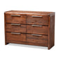 Torres Modern and Contemporary Brown Oak Finished 6-Drawer Wood Dresser FredCo
