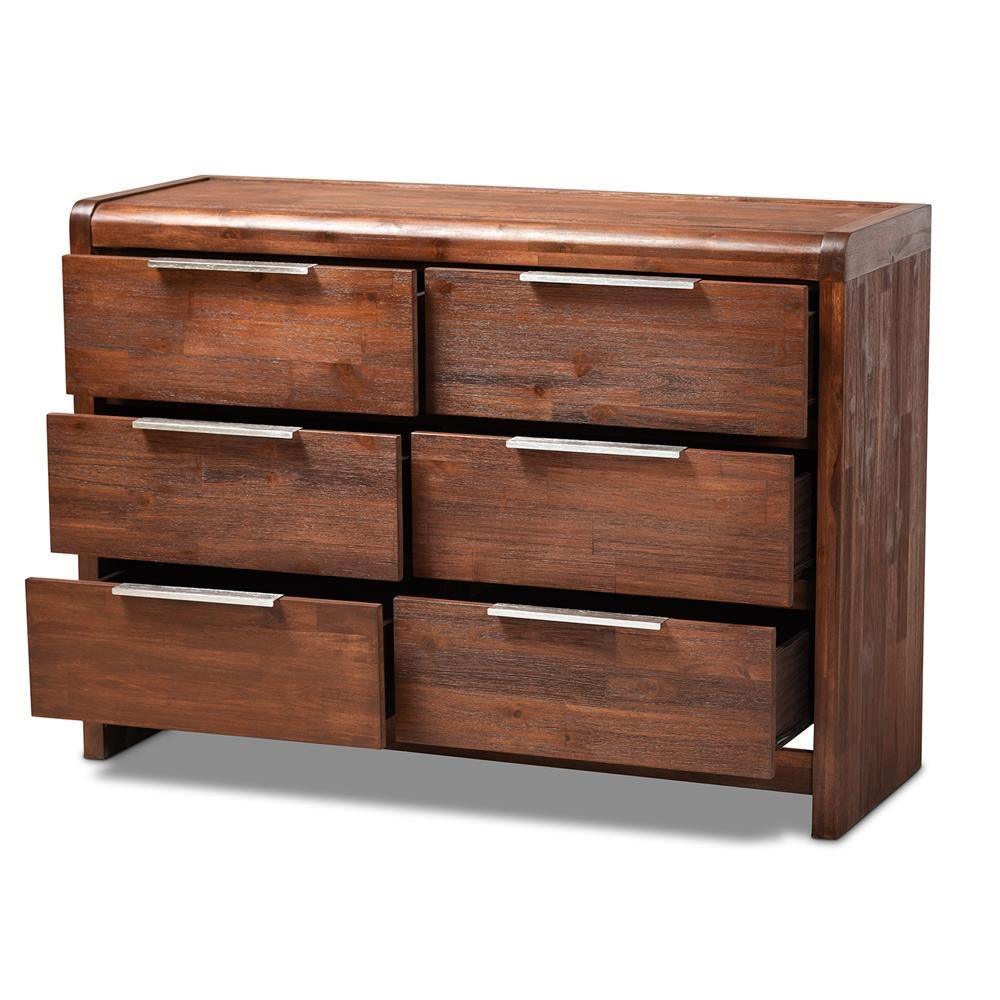 Torres Modern and Contemporary Brown Oak Finished 6-Drawer Wood Dresser FredCo