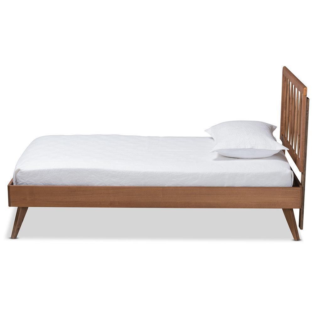 Toru Mid-Century Modern Ash Walnut Finished Wood Twin Size Platform Bed FredCo