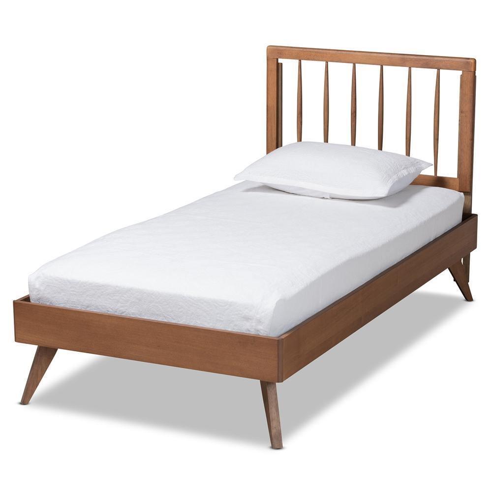 Toru Mid-Century Modern Ash Walnut Finished Wood Twin Size Platform Bed FredCo