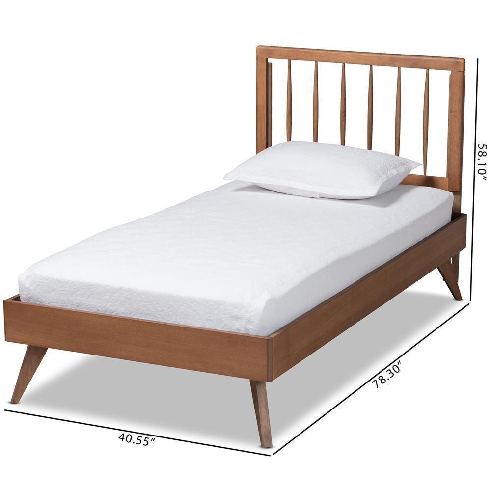 Toru Mid-Century Modern Ash Walnut Finished Wood Twin Size Platform Bed FredCo