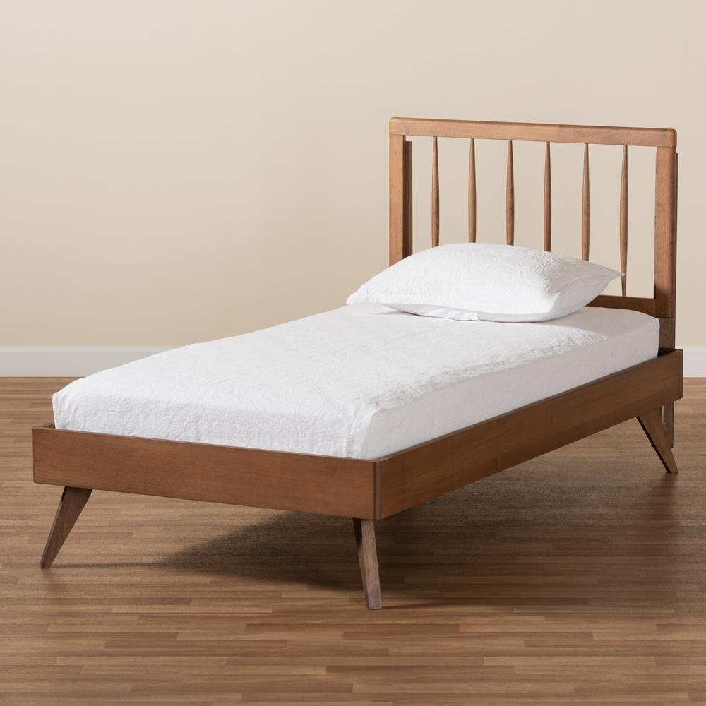 Toru Mid-Century Modern Ash Walnut Finished Wood Twin Size Platform Bed FredCo