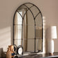 Tova Vintage Farmhouse Antique Silver Finished Arched Window Accent Wall Mirror FredCo