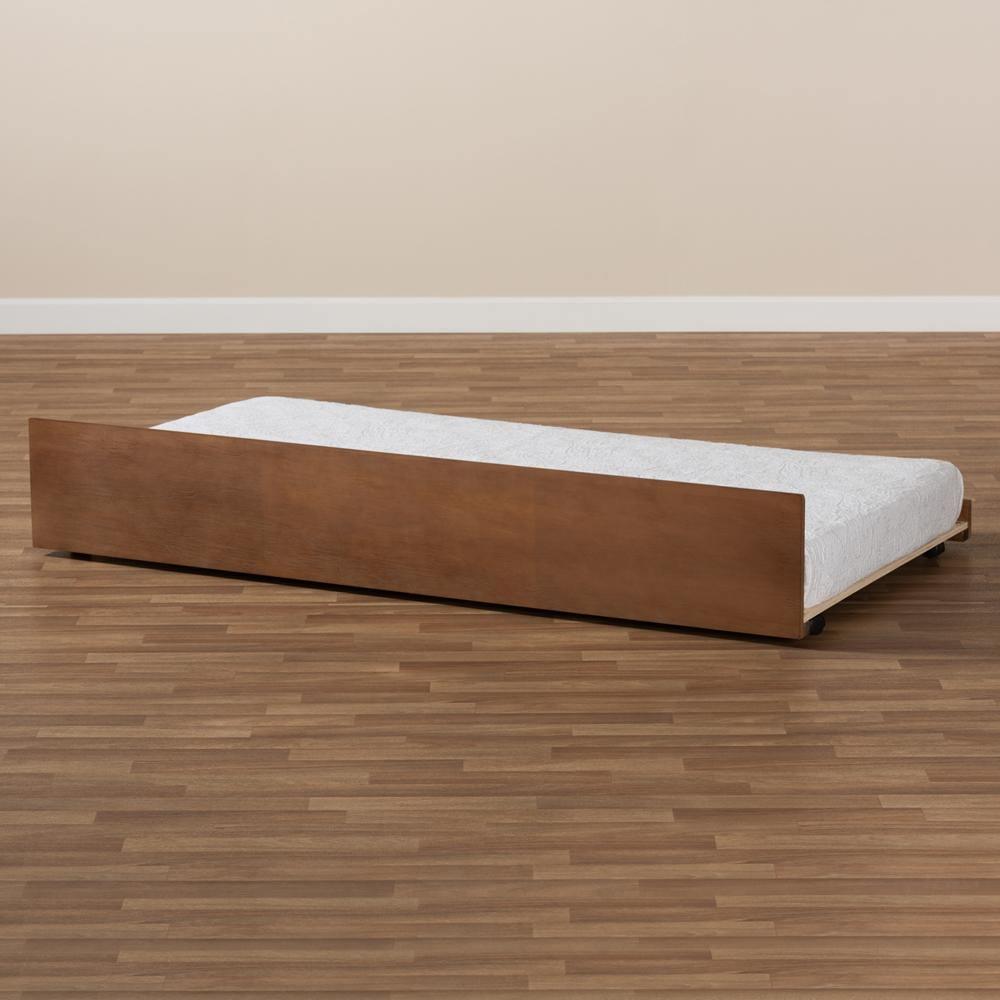 Toveli Modern and Contemporary Ash Walnut Finished Twin Size Trundle Bed FredCo