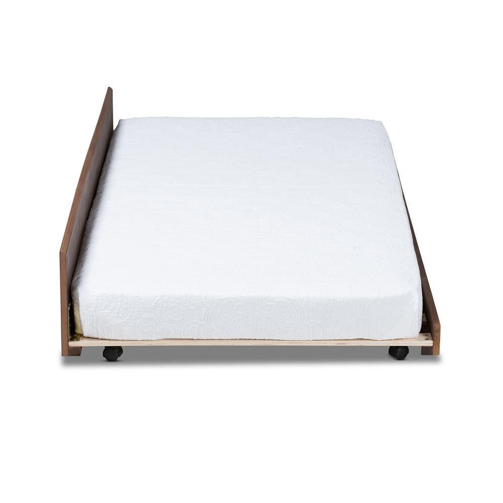 Toveli Modern and Contemporary Ash Walnut Finished Twin Size Trundle Bed FredCo