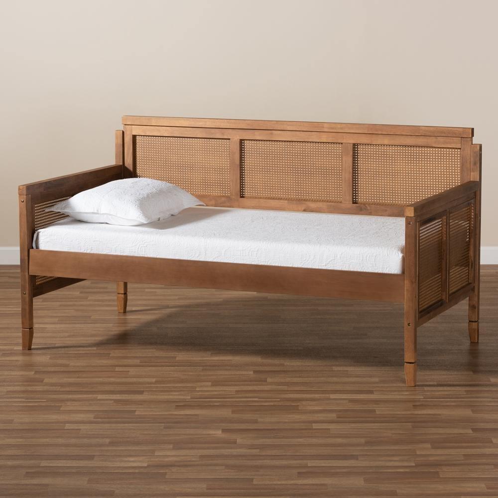 Toveli Vintage French Inspired Ash Wanut Finished Wood and Synthetic Rattan Daybed FredCo
