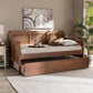 Toveli Vintage French Inspired Ash Wanut Finished Wood and Synthetic Rattan Daybed with Trundle FredCo