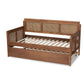 Toveli Vintage French Inspired Ash Wanut Finished Wood and Synthetic Rattan Daybed with Trundle FredCo
