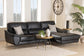 Townsend Modern Black Full Leather Sectional Sofa with Right Facing Chaise FredCo
