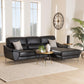 Townsend Modern Black Full Leather Sectional Sofa with Right Facing Chaise FredCo