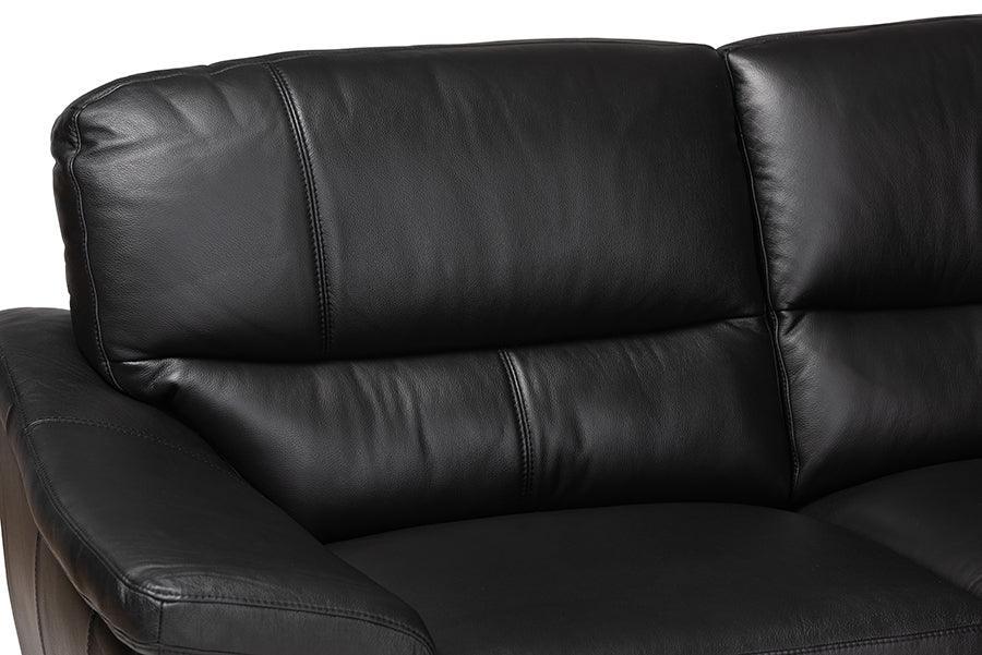 Townsend Modern Black Full Leather Sectional Sofa with Right Facing Chaise FredCo
