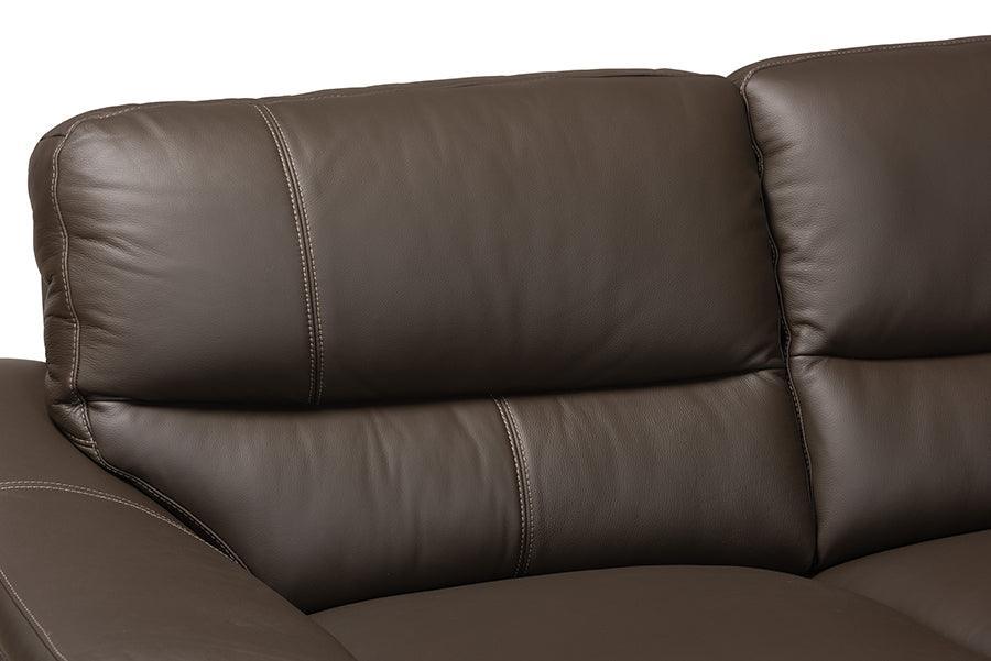 Townsend Modern Brown Full Leather Sectional Sofa with Right Facing Chaise FredCo