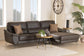 Townsend Modern Brown Full Leather Sectional Sofa with Right Facing Chaise FredCo