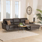 Townsend Modern Brown Full Leather Sectional Sofa with Right Facing Chaise FredCo