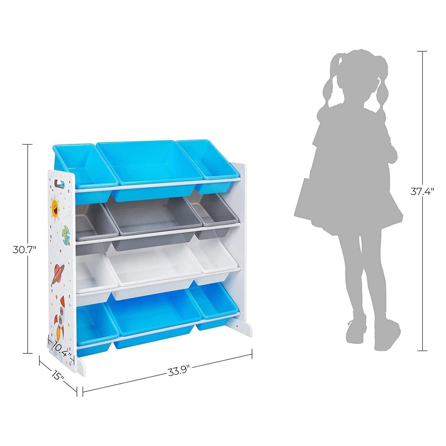 Toy Storage Unit with 12 Removable Bins FredCo