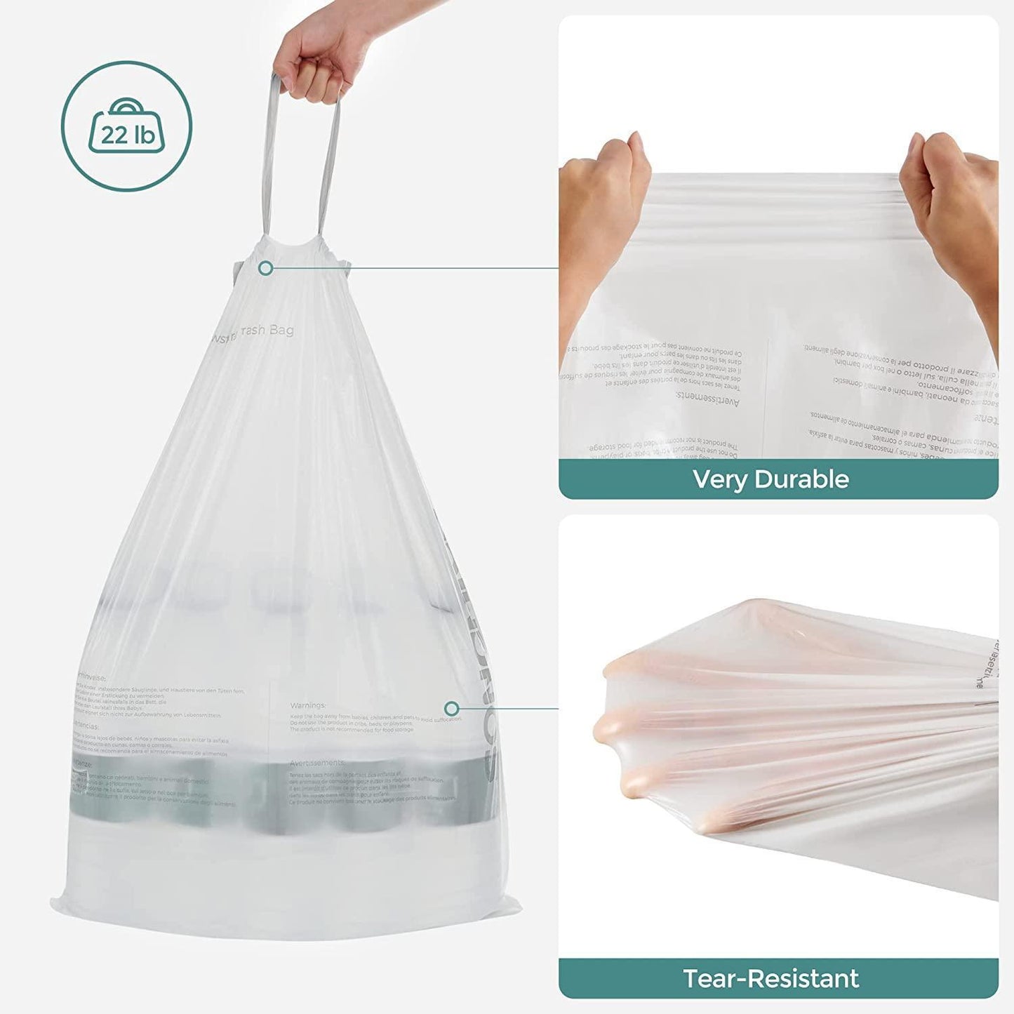 Trash Bag with Drawstring 8 Gallon FredCo