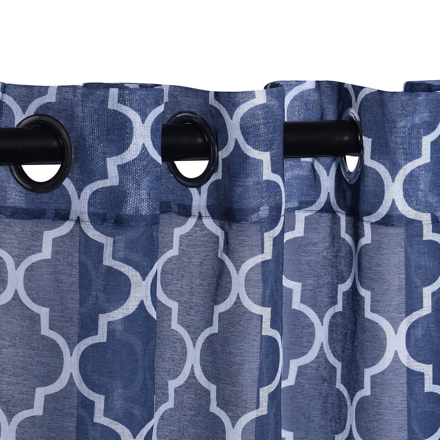 Trellis Geometric Printed Sheer Grommet Panel 2-Piece Curtain Set FredCo