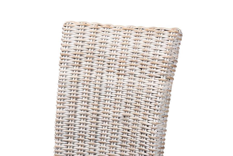 Trianna Rustic Transitional Whitewashed Rattan and Natural Brown Finished Wood Dining Chair FredCo