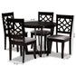 Tricia Modern and Contemporary Grey Fabric Upholstered and Dark Brown Finished Wood 5-Piece Dining Set FredCo